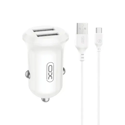 Зарядка для автомобиля XO CC67 | 12W | USB-A | с кабелем USB-A на USB-C в комплекте | чёрная