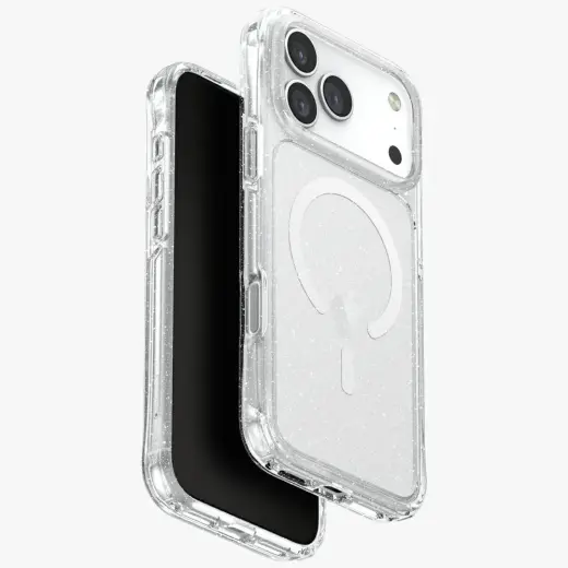 UNIQ LifePro Xtreme telefono dėklas su stovu ir MagSafe palaikymu, skirtas iPhone 17 Pro Max, permatomas