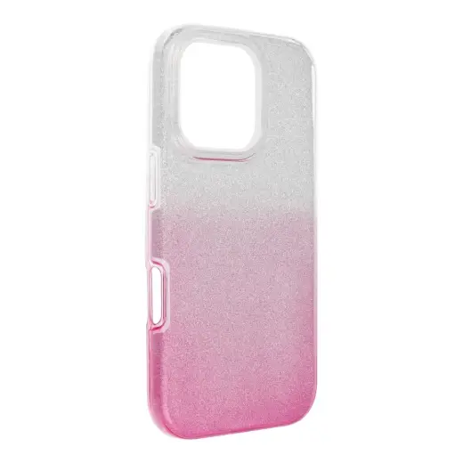 Shining telefono dėklas iPhone 16 Pro skaidrus rožinis
