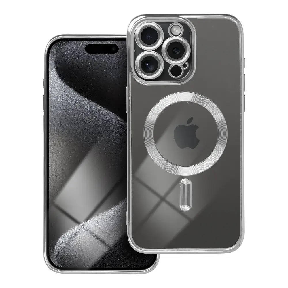 Case for iPhone 15 PRO Electro Mag Cover compatible with MagSafe silver