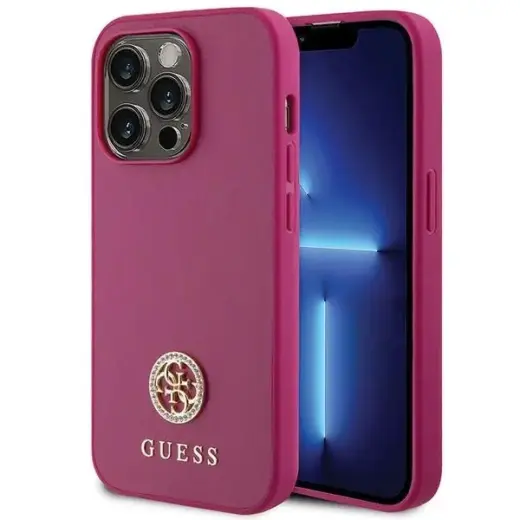 Guess GUHCP15LPS4DGPP iPhone 15 Pro 6.1" pink|pink hardcase Strass Metal Logo