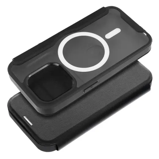 SMART MAG knyginio tipo telefono dėklas su MagSafe palaikymu iPhone 15 Plus juodas