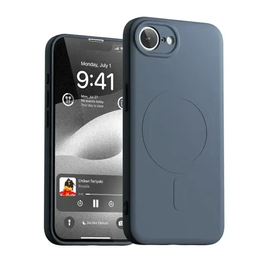 Mercury полусиликоновый чехол для телефона iPhone 16e синий с MagSafe