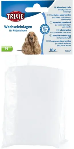 Biksīšu ieliktnīši suņiem - Trixie Pads for belly band for male dogs, M, 10 gab.
