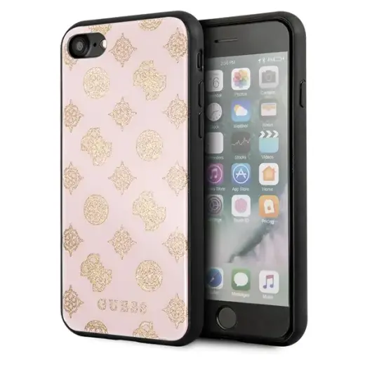 Guess GUHCI8TGGPLP iPhone 7|8|SE 2020 | SE 2022 jasnoróżowy|light pink hard case Peony G Double Layer Glitter