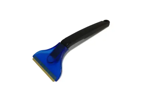Ice scraper with brass blade, long handle