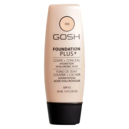 Gosh, Foundation Plus+, Liquid Foundation & Concealer 2-In-1, 004, Natural, SPF 15, 30 ml *Tester