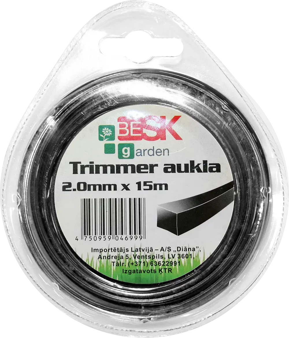 Trimmera aukla 2.0mm*15m kvadr.