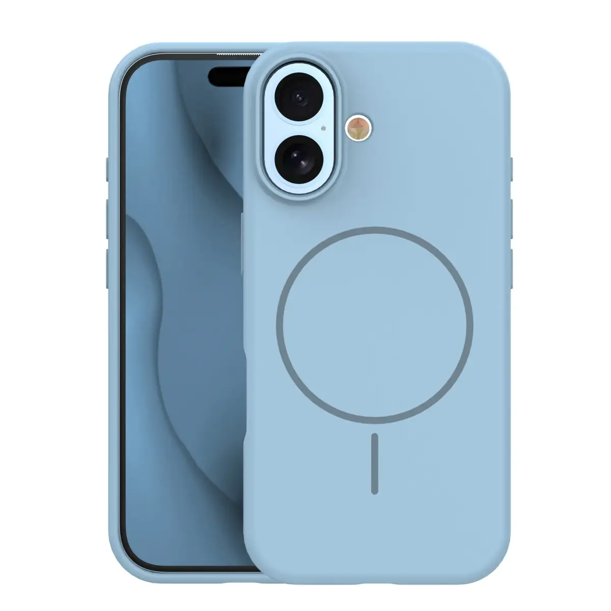 Silicone Thin Mag maciņš ar MagSafe atbalstu telefonam iPhone 17 zils