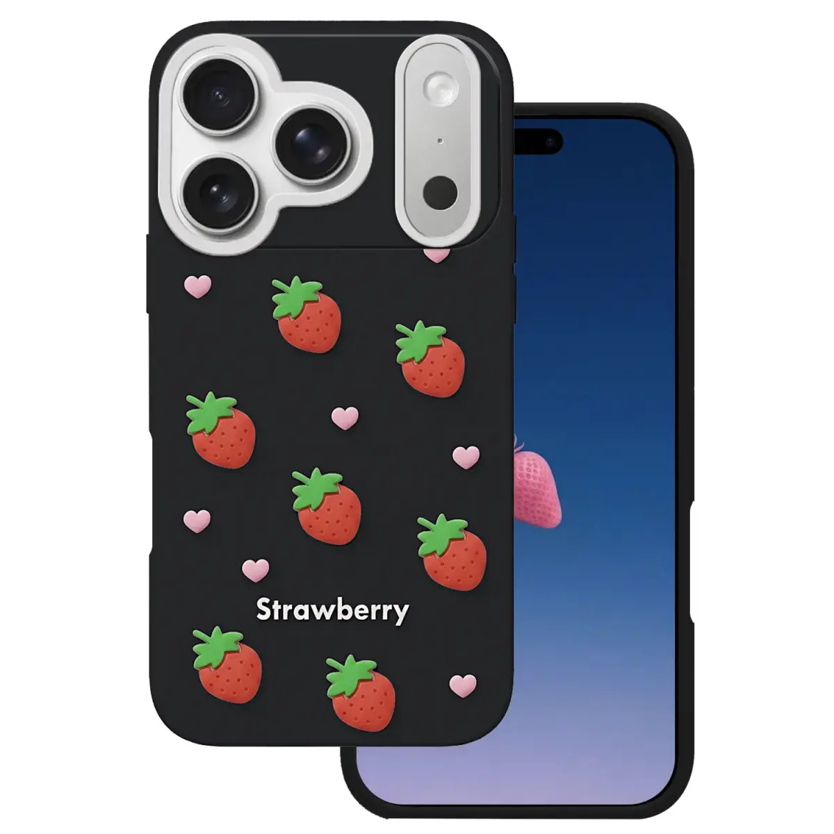 Strawberry maciņš telefonam iPhone 17 Pro | iPhone 18 Pro melns