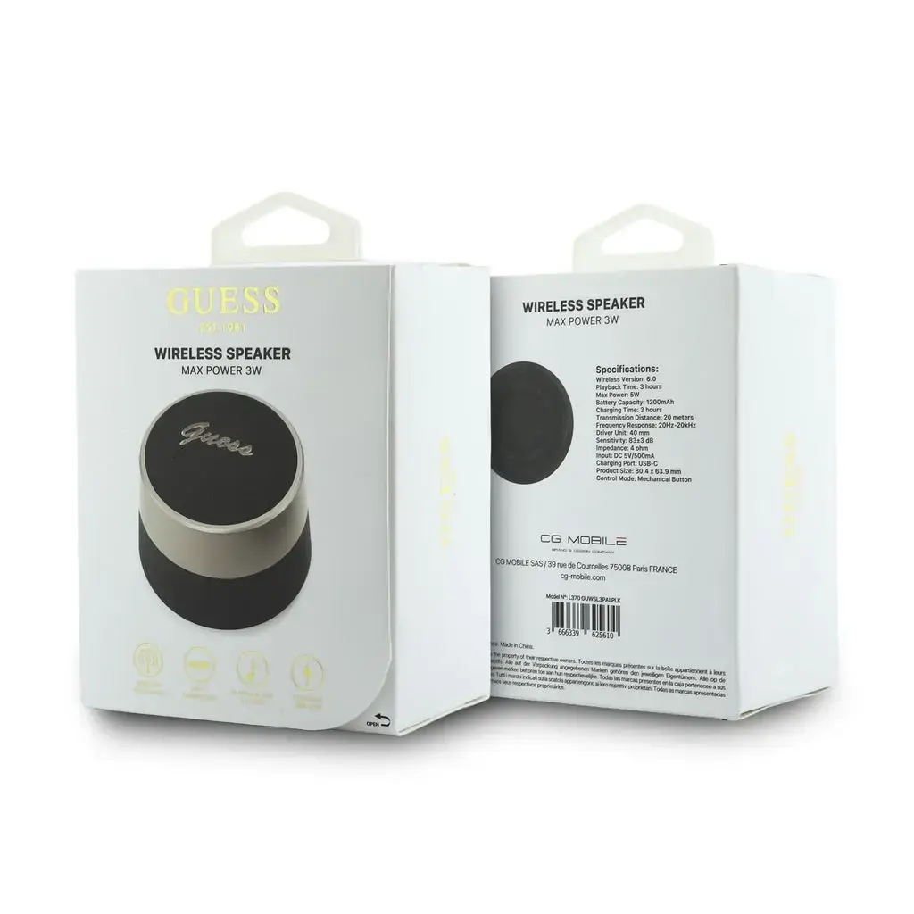 Guess Script Metal Logo Bluetooth Speaker 5W Black