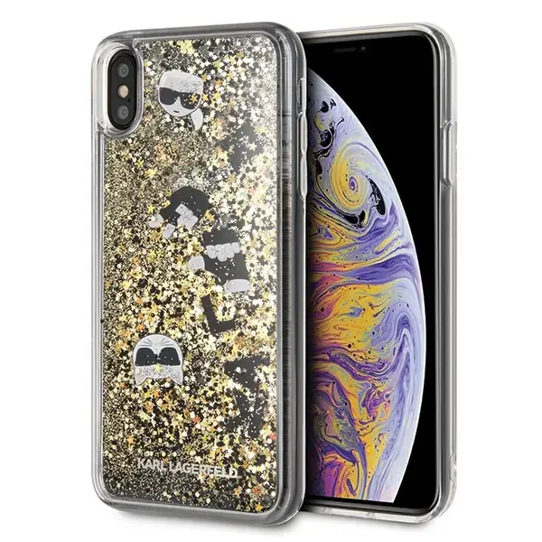 Karl Lagerfeld KLHCI65ROGO iPhone Xs Max czarno-złoty|black & gold hard case Glitter