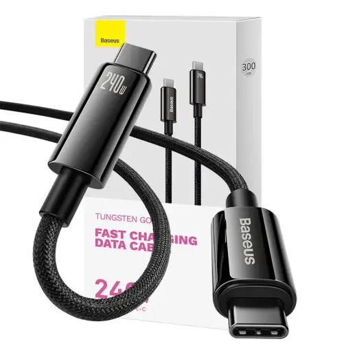 Baseus Tungsten Gold data transfer and charging cable | USB-C to USB-C | 240W | 3m | black