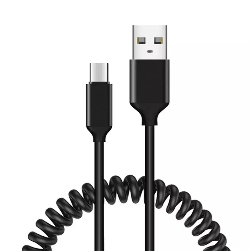 Cable coiled  - USB to Type C - 66W 5A 1 metre black
