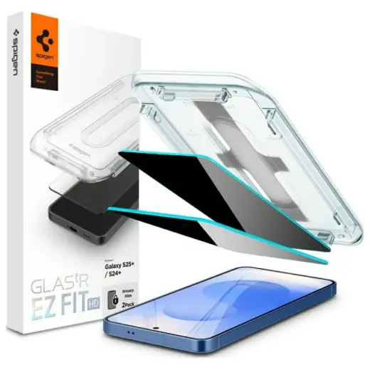 Spigen Glas.TR EZ FIT HD Privacy aizsargstikls telefona ekrānam Samsung Galaxy S24+ (S926) (privātuma efekts) ar uzstādīšanas rāmi (2 gab.)