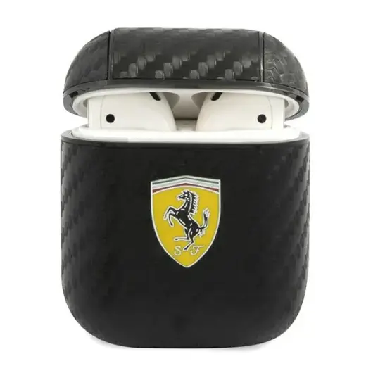 FESA2CABK Ferrari Carbon PC|PU Case for Airpods 1|2 Black