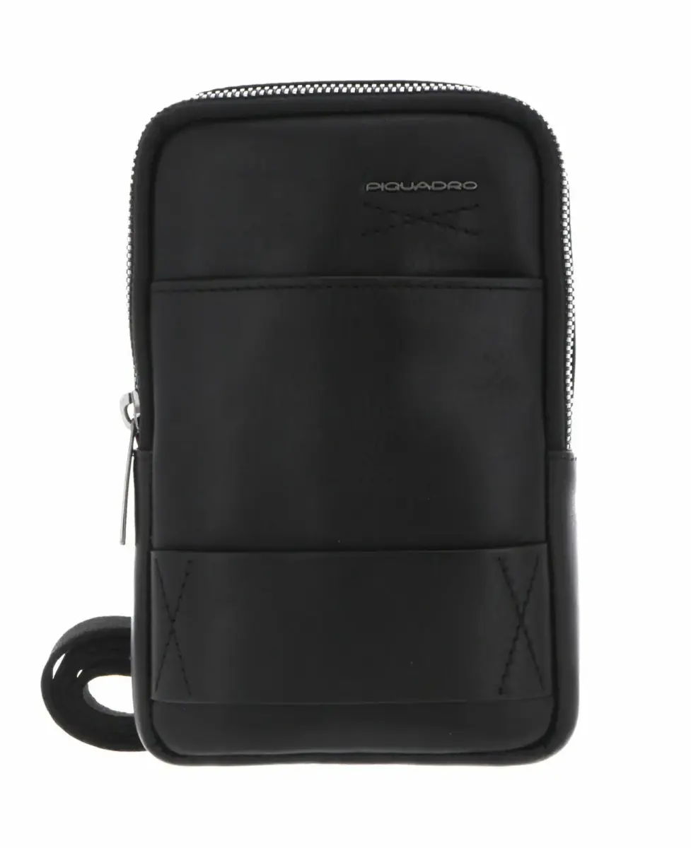 Piquadro, Obidos, Leather Crossbody Bag, Black, For Men