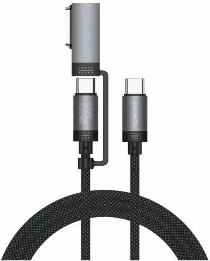 4smarts Explorer ComboCord data transfer and charging cable | USB-C to USB-C | 100W | 2m | black