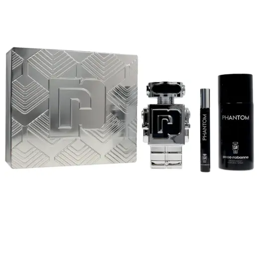 Set Paco Rabanne: Phantom, Eau De Toilette, For Men, 100 ml + Phantom, Eau De Toilette, For Men, 10 ml + Phantom, Deodorant Spray, For Women, 150 ml