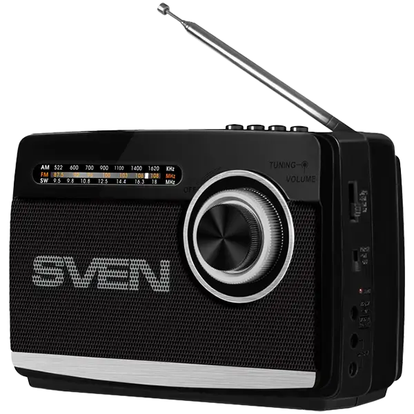 Speaker SVEN SRP-535, black (3W, FM/AM/SW, USB, microSD, flashlight, battery)
