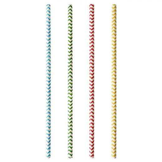 Kokteiļsalmiņi papīra krāsaini ZigZag 6mm 20cm, 25gb