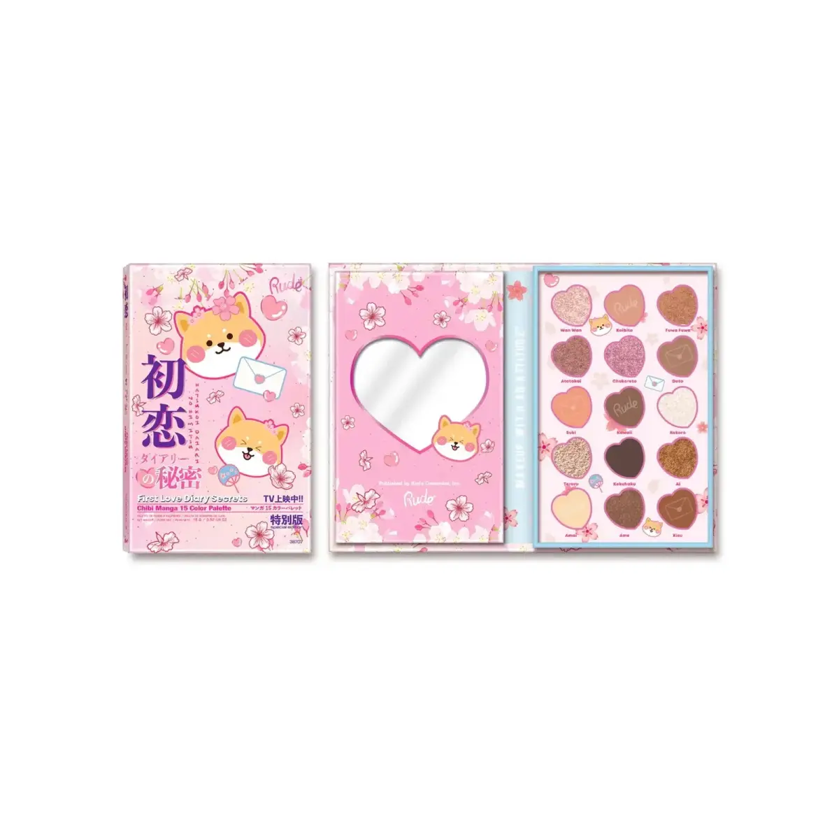Rude Cosmetics, First Love Diary Secrets, Eyeshadow Palette, 15 Shades