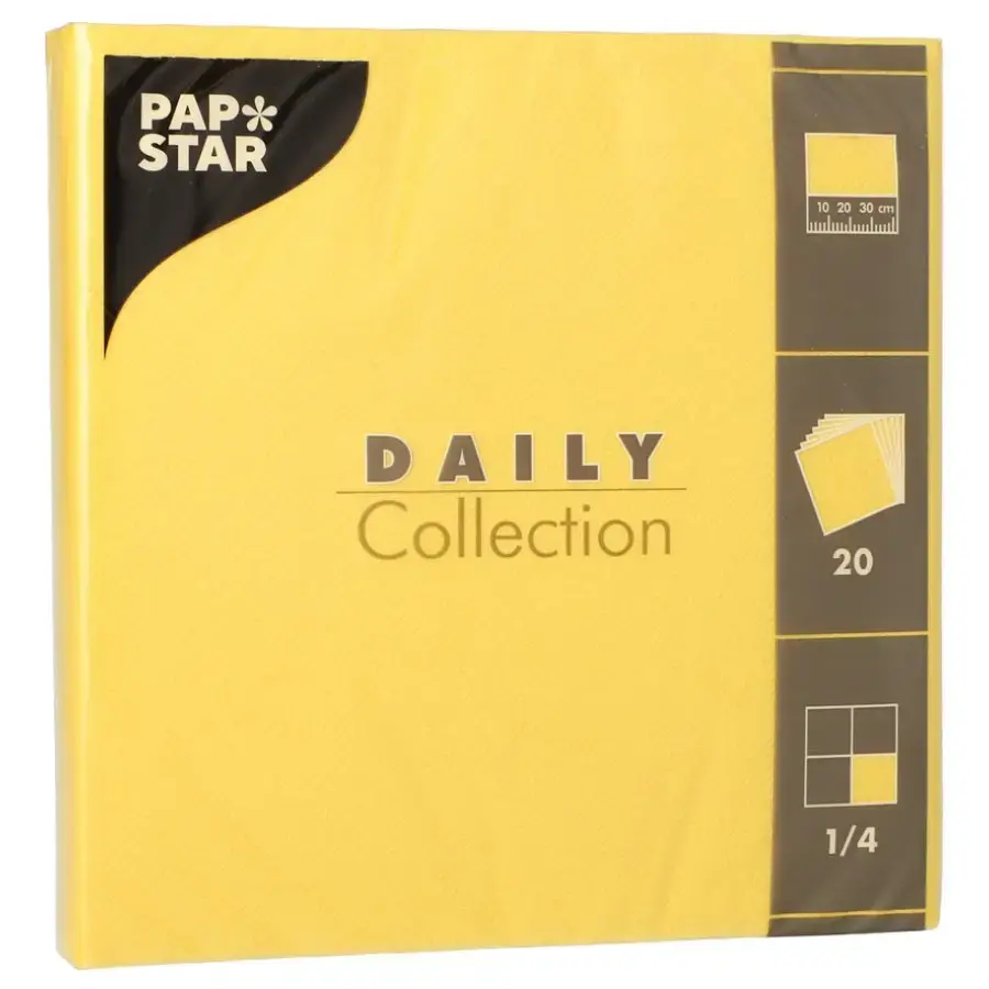 Papstar Napkins 3-ply, 20 pcs, yellow