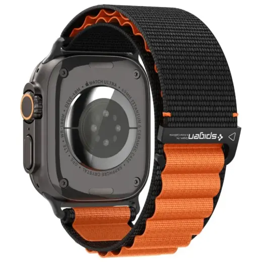 Spigen WBF1 smartwatch strap for Apple Watch 6/7/8/9/10/11/SE/SE 3/Ultra 1/Ultra 2 (44/45/46/49 mm) | Nylon | black/orange