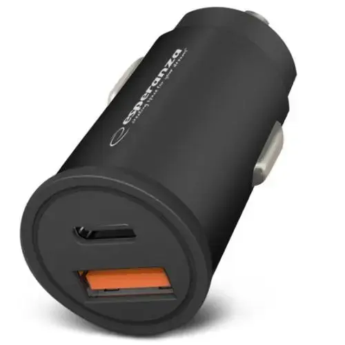 Esperanza EZC111K car charger | 20W | PD, QC | USB-C, USB-A | black