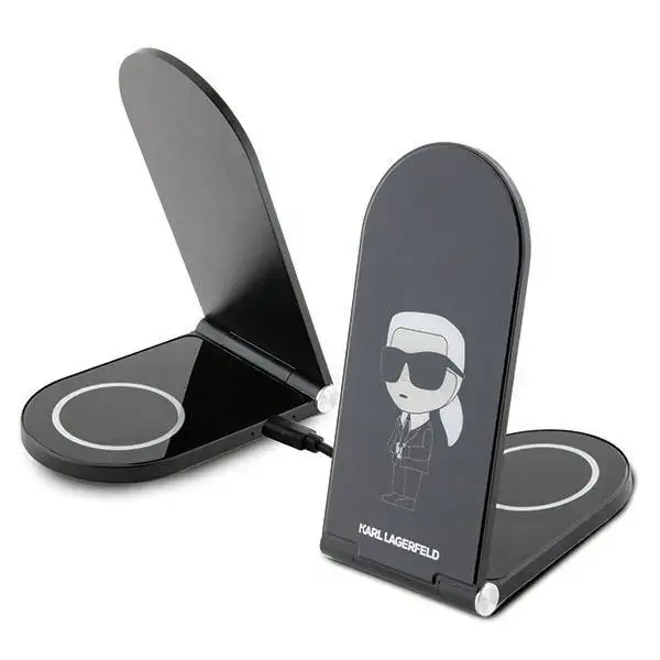 Karl Lagerfeld Ikonik 2-in-1 bezvadu lādētājs | Qi | Saderīgs ar MagSafe | 15W | melns