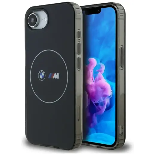 BMW IML Metal white Circle phone case for iPhone 16e black with MagSafe