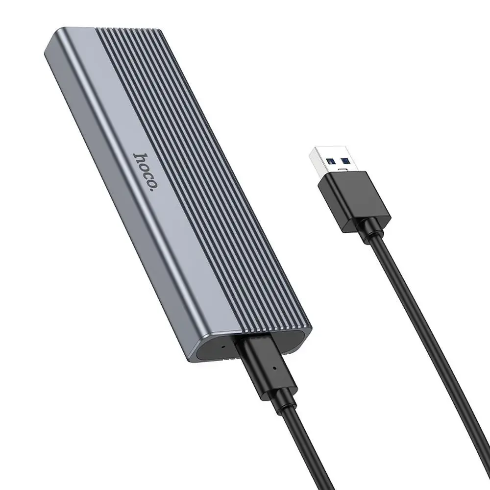 Enclosure Hoco for M.2 SATA SSD drives M key B+M key up to 4TB USB A USB3.2 / 6GBps HB47 metal gray