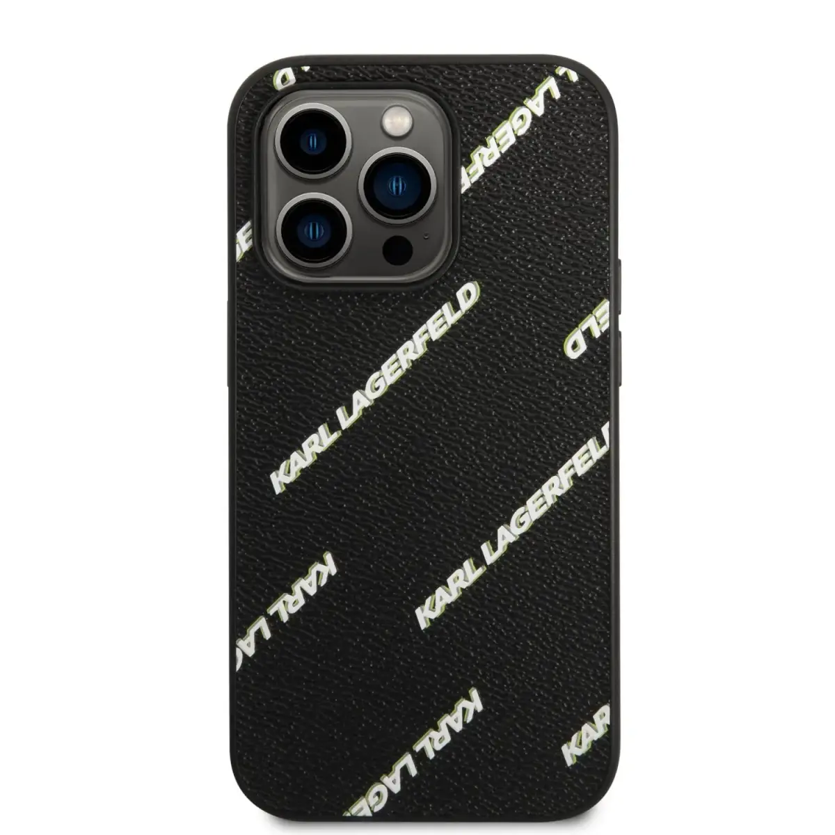 Karl Lagerfeld PU Grained Leather Logomania Case for iPhone 14 Pro Black