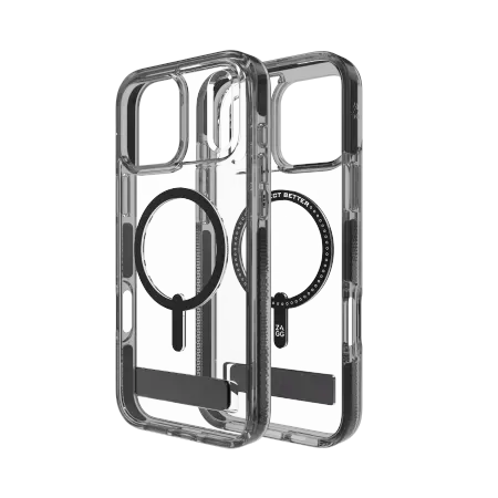ZAGG Santa Cruz Snap KS MagSafe Case with Stand for iPhone 17 Pro Max - Clear and Black