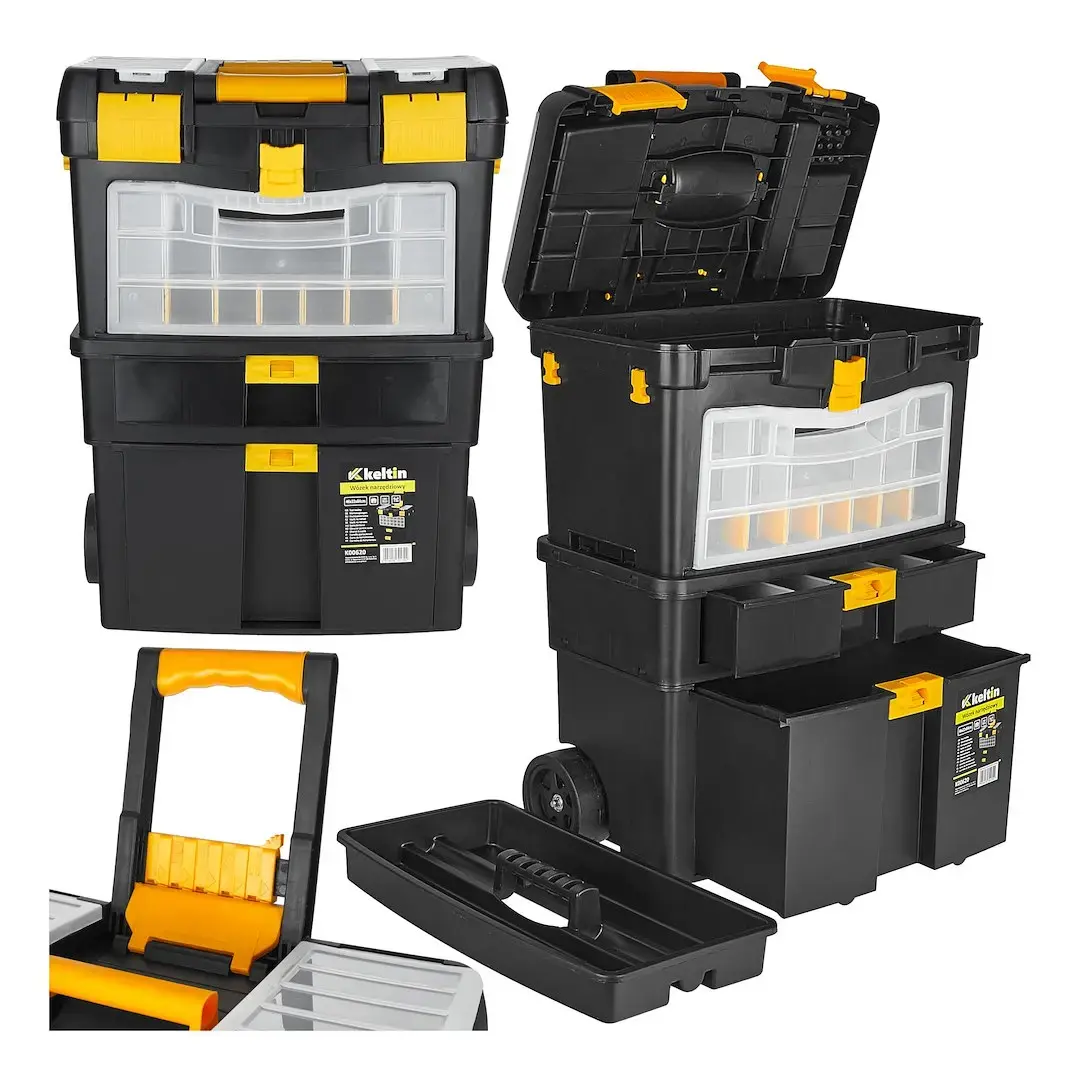 Plastic tool trolley with removable organizer