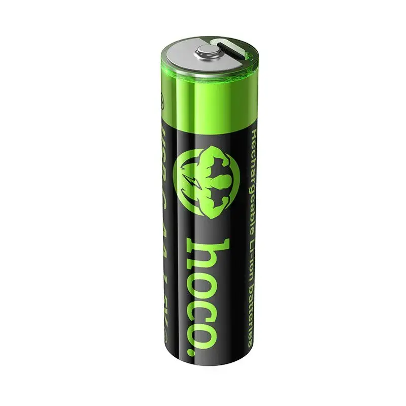 Rechargeable battery R6 (AA) 860 mAh with USB C + cable USB A to 2 x USB C 2 pcs Hoco JA3 black 