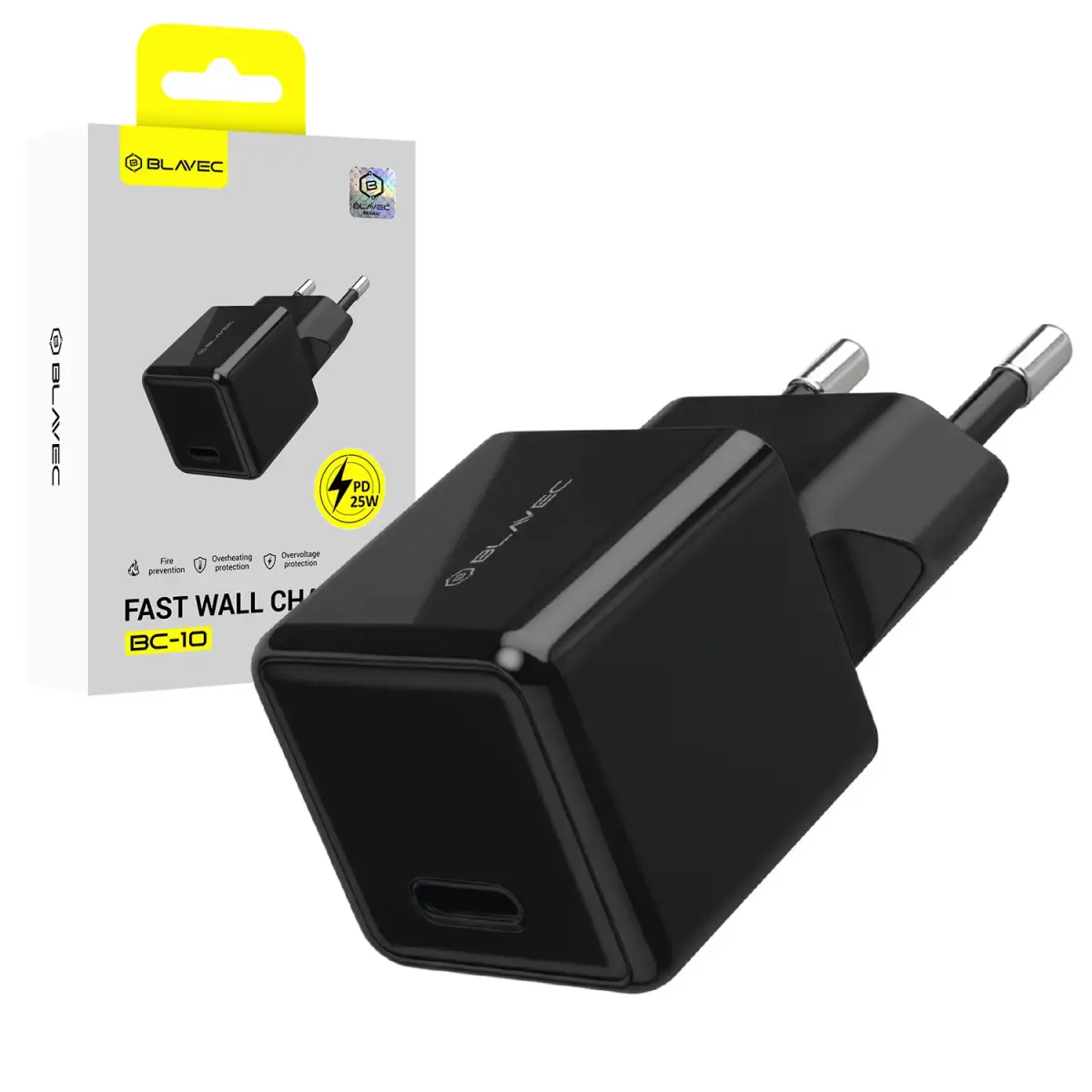 Blavec BC-10 tīkla lādētājs | 25W | PD | USB-C | melns