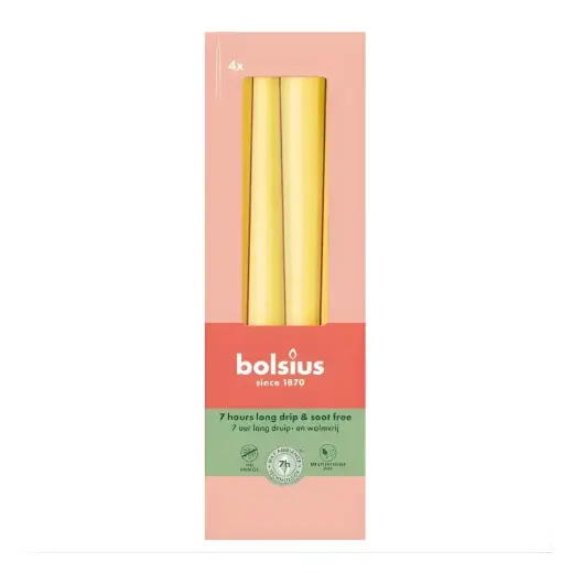 Table candles 4pcs. in a box 245/24mm yellow