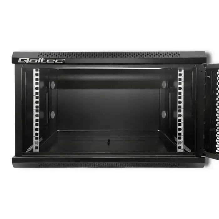 Qoltec RACK 19" Cabinet | 6U | 600 x 370 x 600 | Perforated doors | Hanging | Steel case | Lock | Black