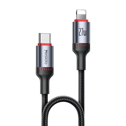 YESIDO CA182 andmeedastus- ja laadimiskaabel | USB-C kuni Lightning | 27W | 1.2m | must