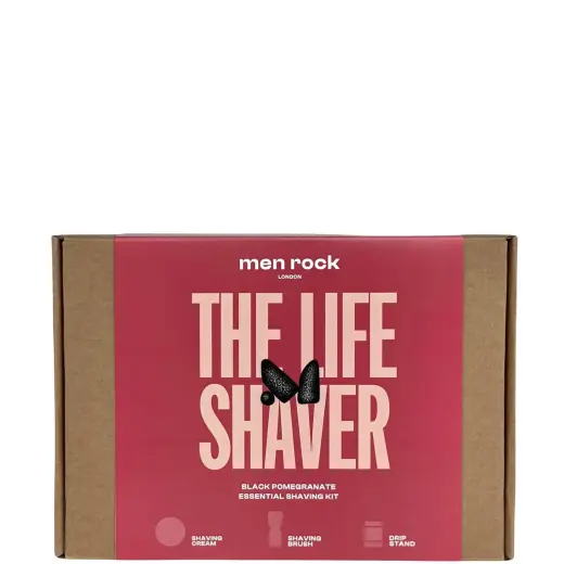 Men Rock Essential Shaving Kit  Shaving Cream  Black Pomegranate  3 Pc
