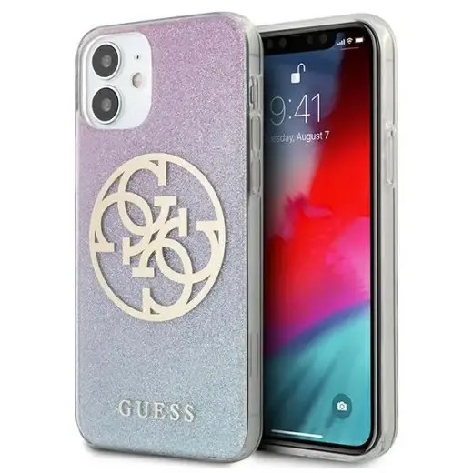 Guess GUHCP12SPCUGLBPG iPhone 12 mini 5,4" niebieski|blue hard case Glitter Gradient 4G Circle Logo