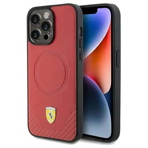 Ferrari FEHMP15XPTER iPhone 15 Pro Max 6.7" czerwony|red hardcase Carbon Metal Logo MagSafe