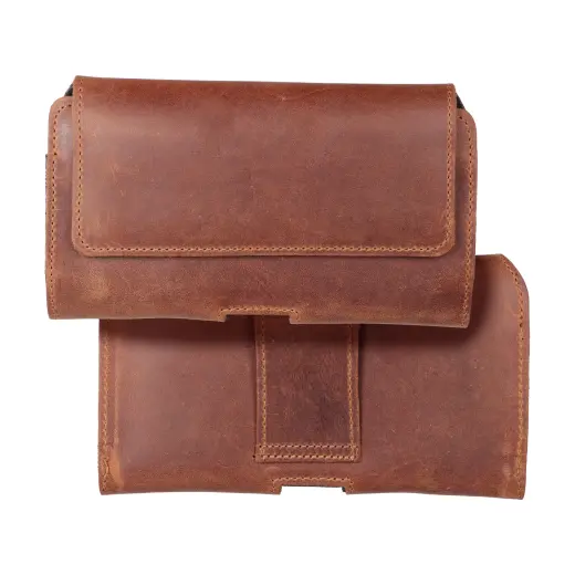 ROYAL Crazy Horse universal horizontal leather belt holster size 3XL for Umidigi Bison 2 Pro / GT2 Pro 5G / X10 Pro / 202 DOOGEE S98 / S96 Pro / S88 Pro / S58 Pro 6 / S40 Pro HAMMER Blade 5G / Iron 3 / Blade 3 CAT S53 brown