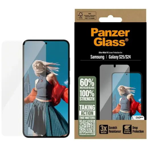 PanzerGlass Ultra-Wide tempered glass for phone Samsung Galaxy S25