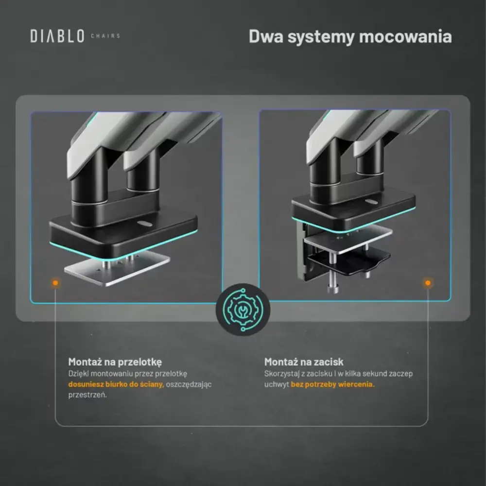 Diablo RGB X-Arm Dual 35" Dual Monitor Mount grey and black