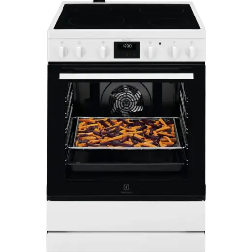 Electrolux elektriskā plīts ar elektrisko cepeškrāsni, balta, 59.6cm