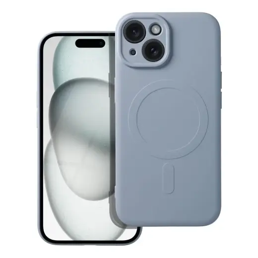 Silicone Mag Cover phone case with MagSafe support for iPhone 15 blue