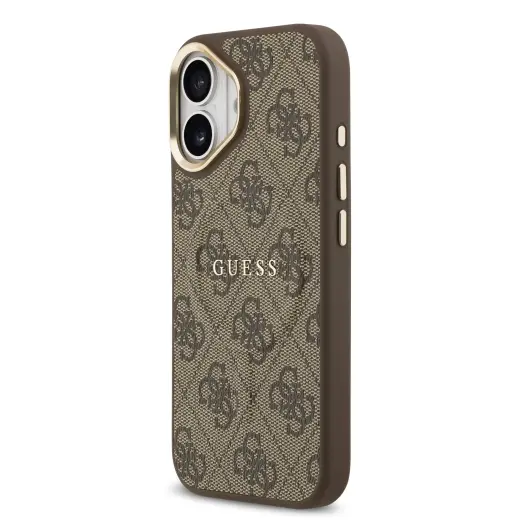 Guess PU Leather 4G phone case with MagSafe support for iPhone 17 brown