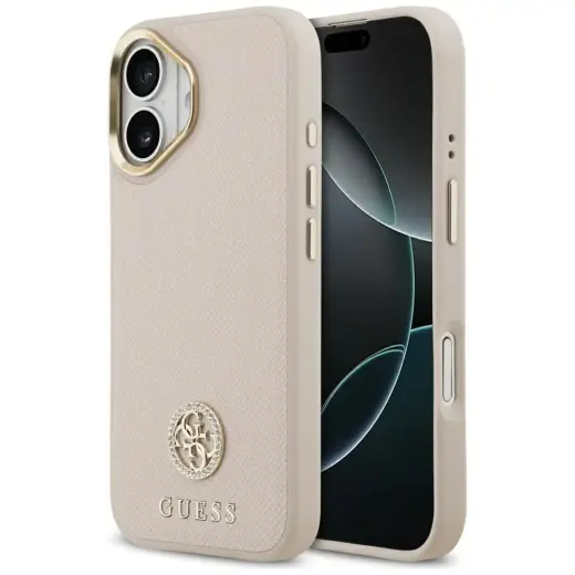 Case Guess Grained Strass Logo MagSafe for iPhone 17 pink